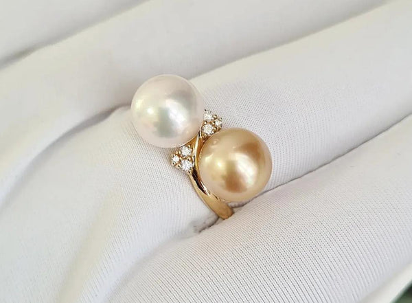 South sea and akoya sea pearl ring